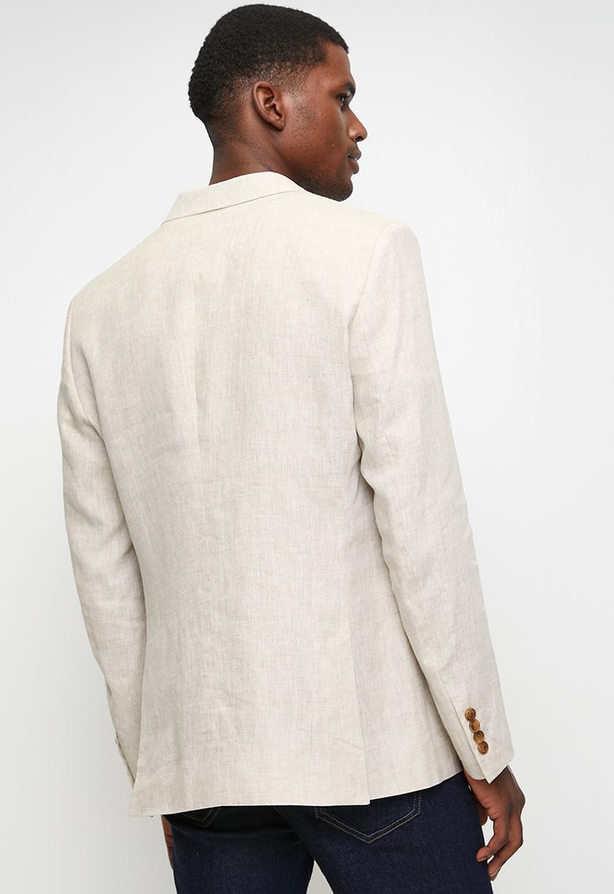 POLO - WAYNE  CUSTOM FIT LINEN BLAZER - STONE