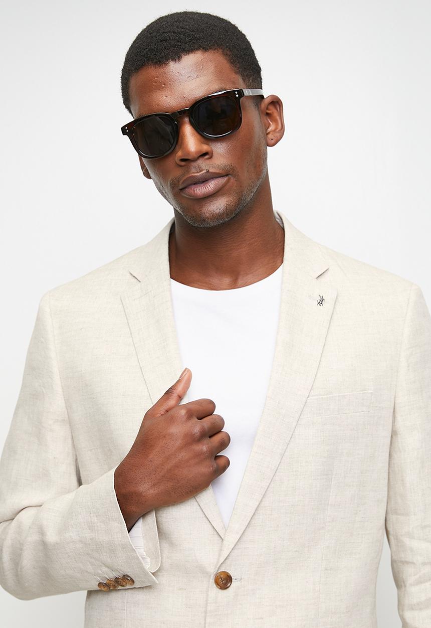 POLO - WAYNE  CUSTOM FIT LINEN BLAZER - STONE
