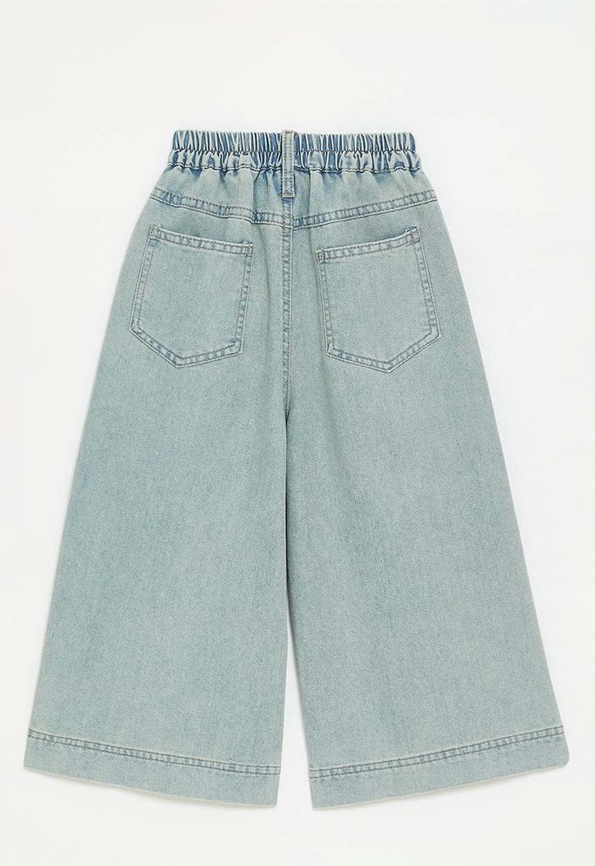 Pop Candy - Wide leg jeans with elasticated waist - blue denim