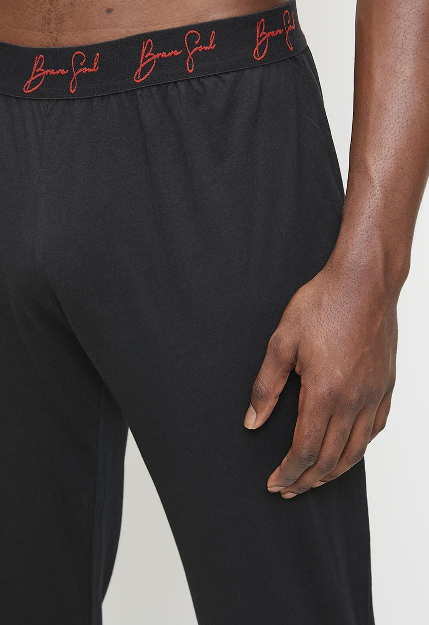 Brave Soul - Loungewear Pant - Jet Black/ Jet Black/ Red