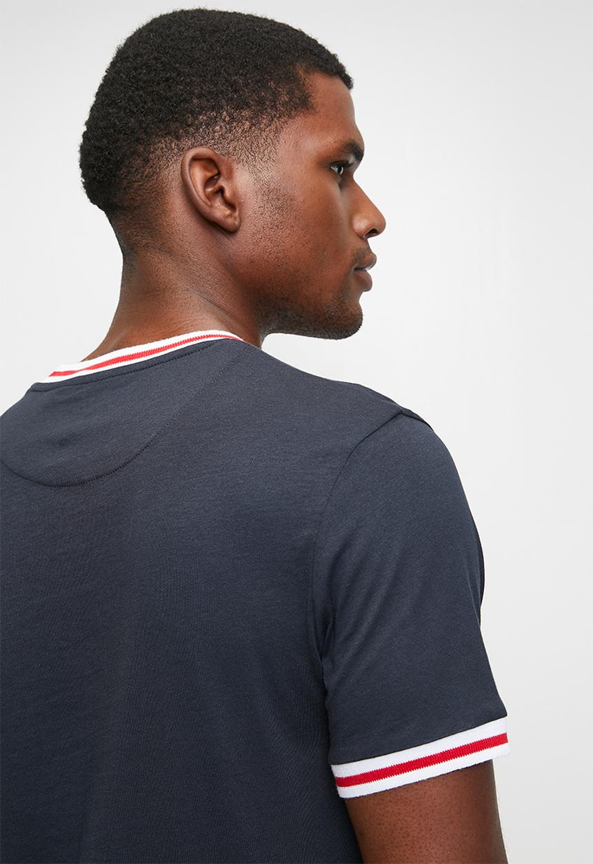 Brave Soul - Enbry Ringer Crew Neck Tshirt  - Navy