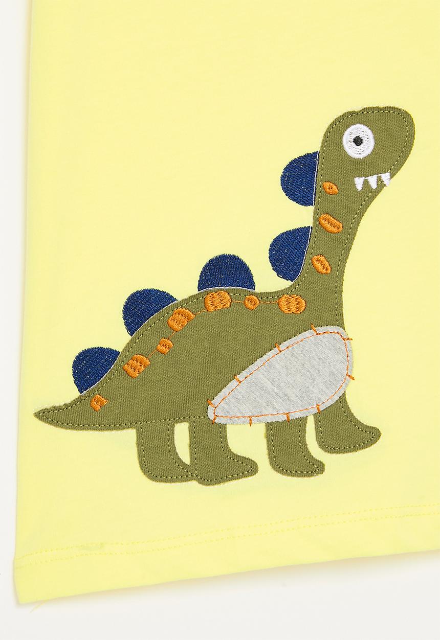 Pop Candy - Dino patch graphic tee - laser lemon