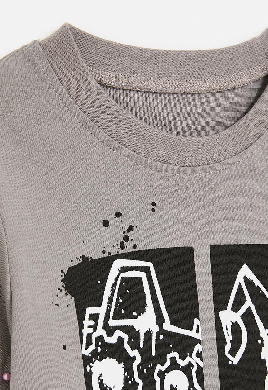 Pop Candy - Construction vehicle placement print tee - grey