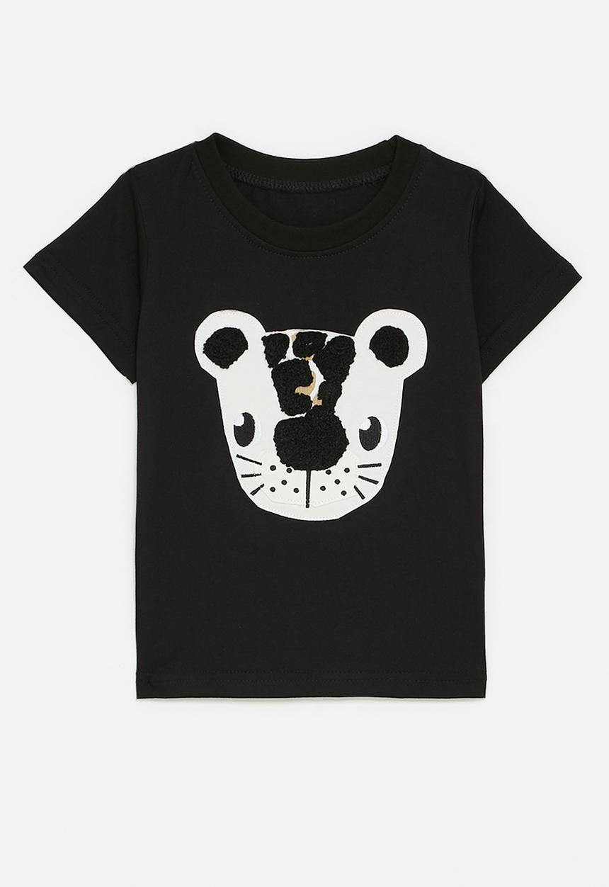 Pop Candy - Cheetah face patch graphic with chenille embroidery - black