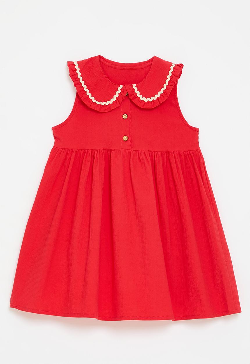 Pop Candy - Peter  pan collar dress - red