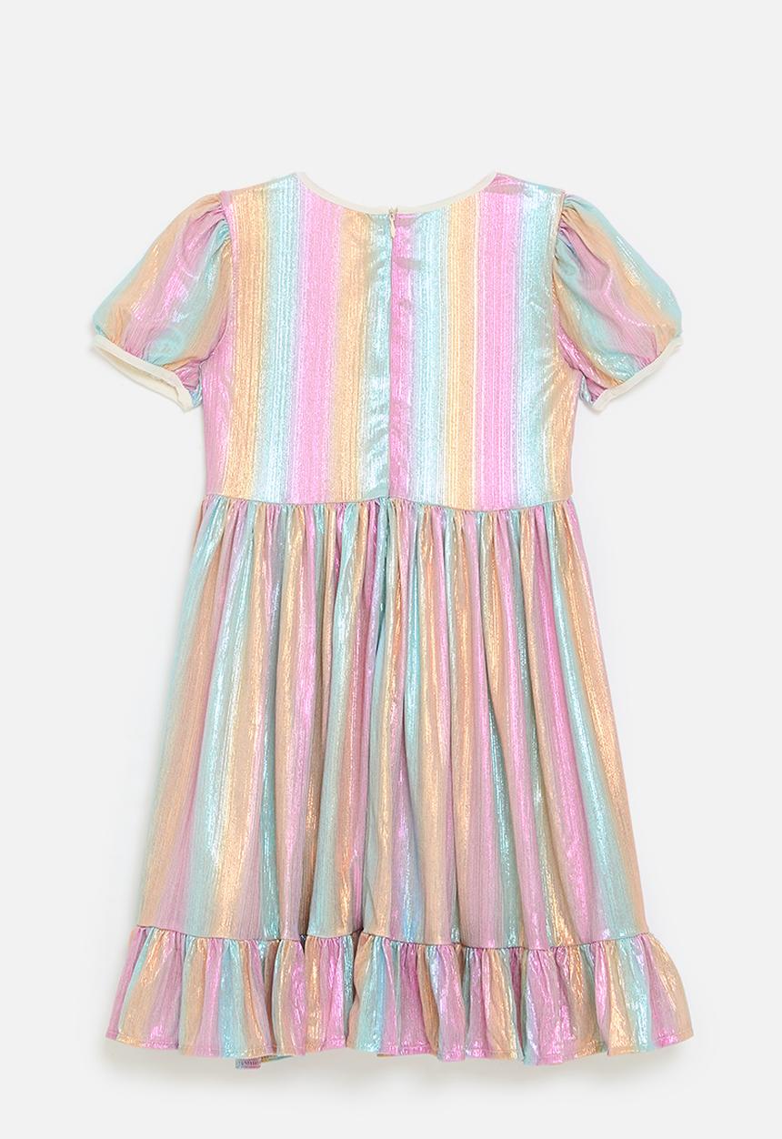 Pop Candy - Metallic skater dress with frilled hem - multicolour 