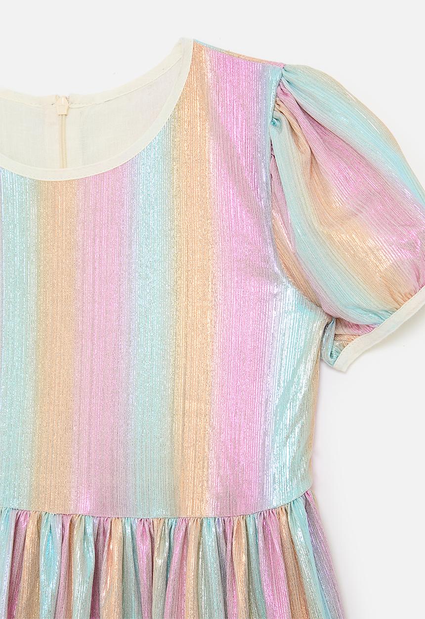 Pop Candy - Metallic skater dress with frilled hem - multicolour 