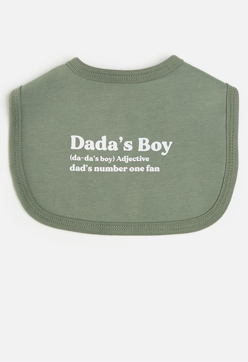 Cotton On - 2 pack the baby bib - snow marle bear kiss & swag green dada's boy
