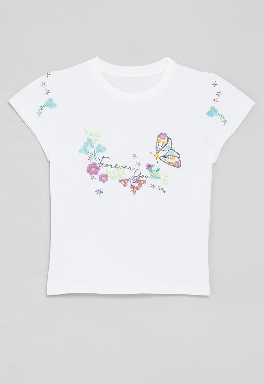 Pop Candy - Embroidered slogan and graphic tee - white/forever you