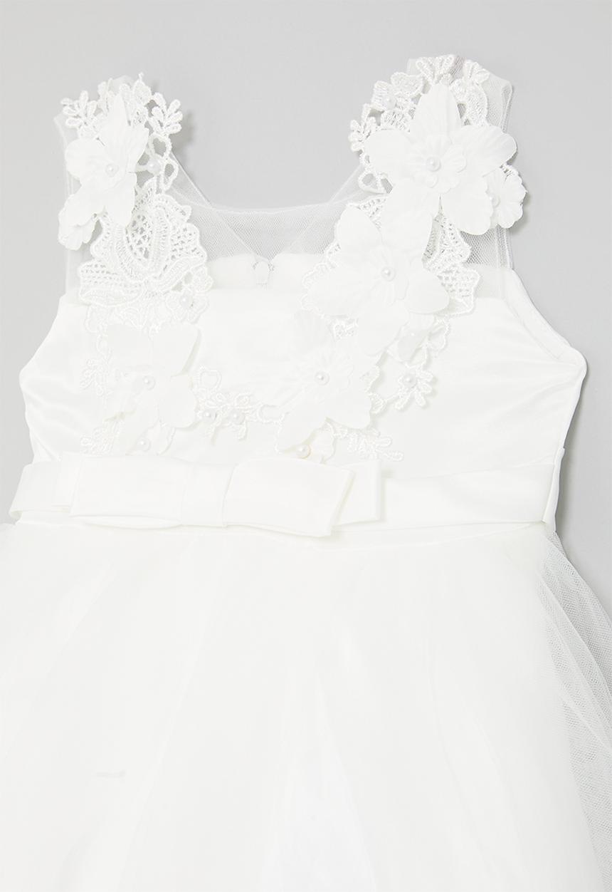 Pop Candy - Applique bows bodice occasion dress - white