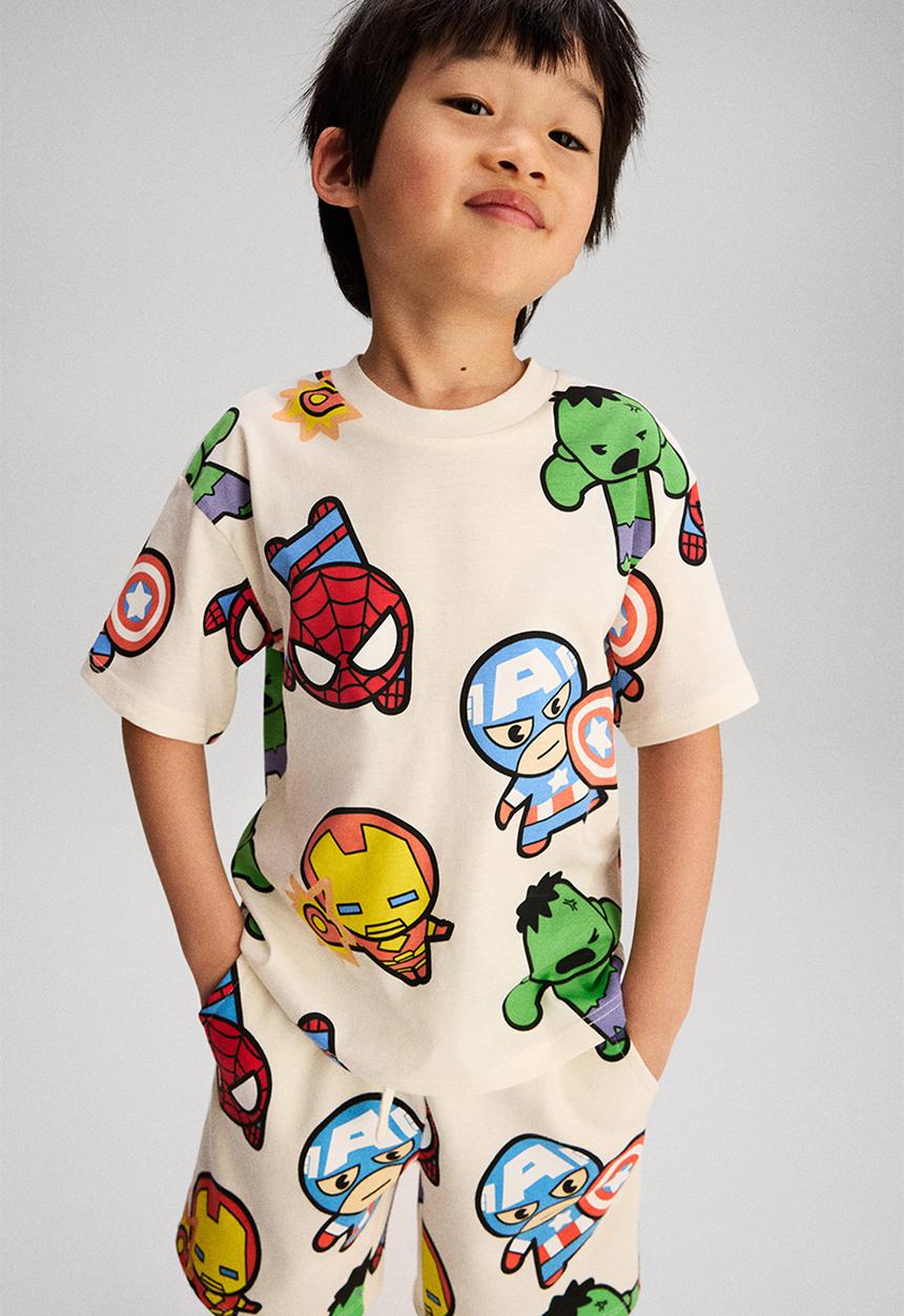 H&M - Oversized printed T-shirt - white/marvel comics