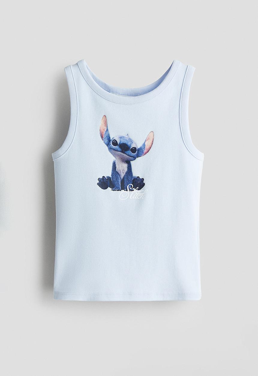 H&M - Printed vest top - light blue lilo & stitch