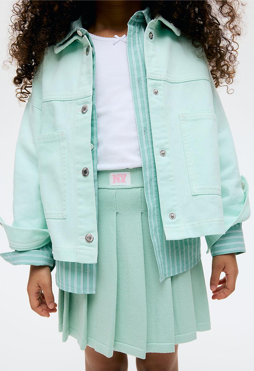 H&M - Pleated fine-knit skirt - mint green