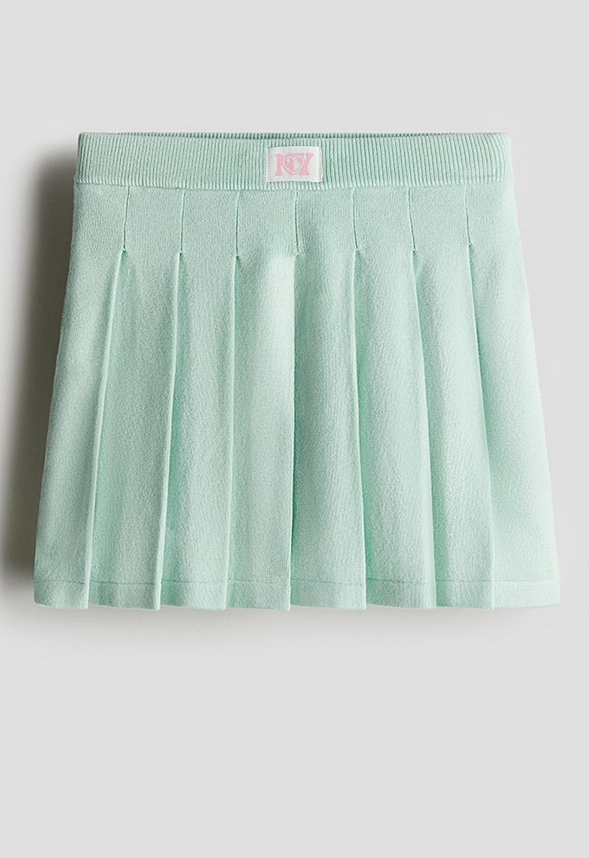 H&M - Pleated fine-knit skirt - mint green