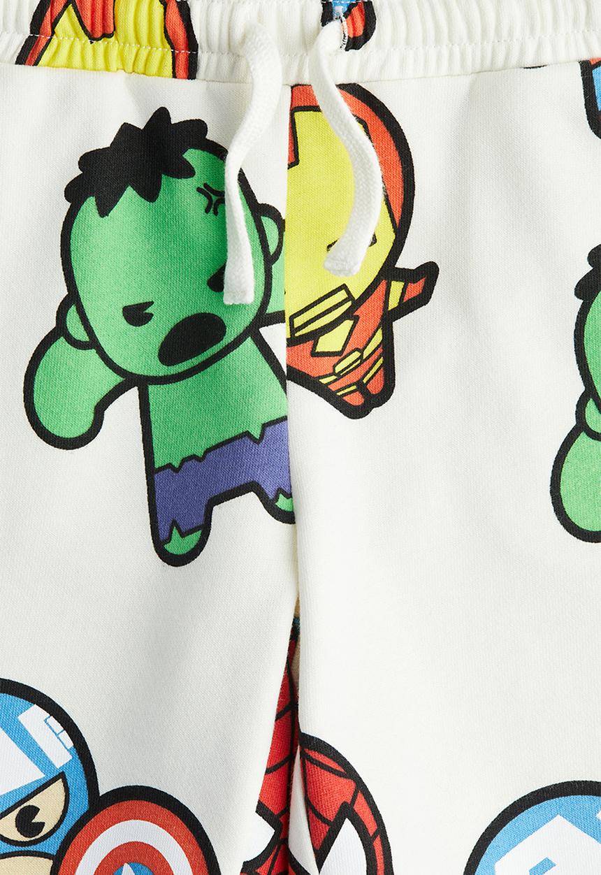 H&M - Printed sweatshirt shorts - white marvel comics