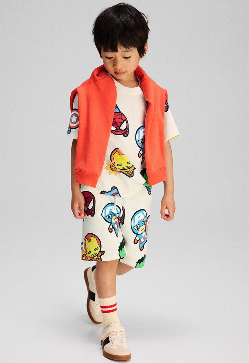 H&M - Printed sweatshirt shorts - white marvel comics