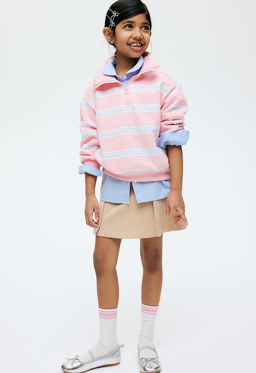 H&M - Zip-top sweatshirt - light pink striped