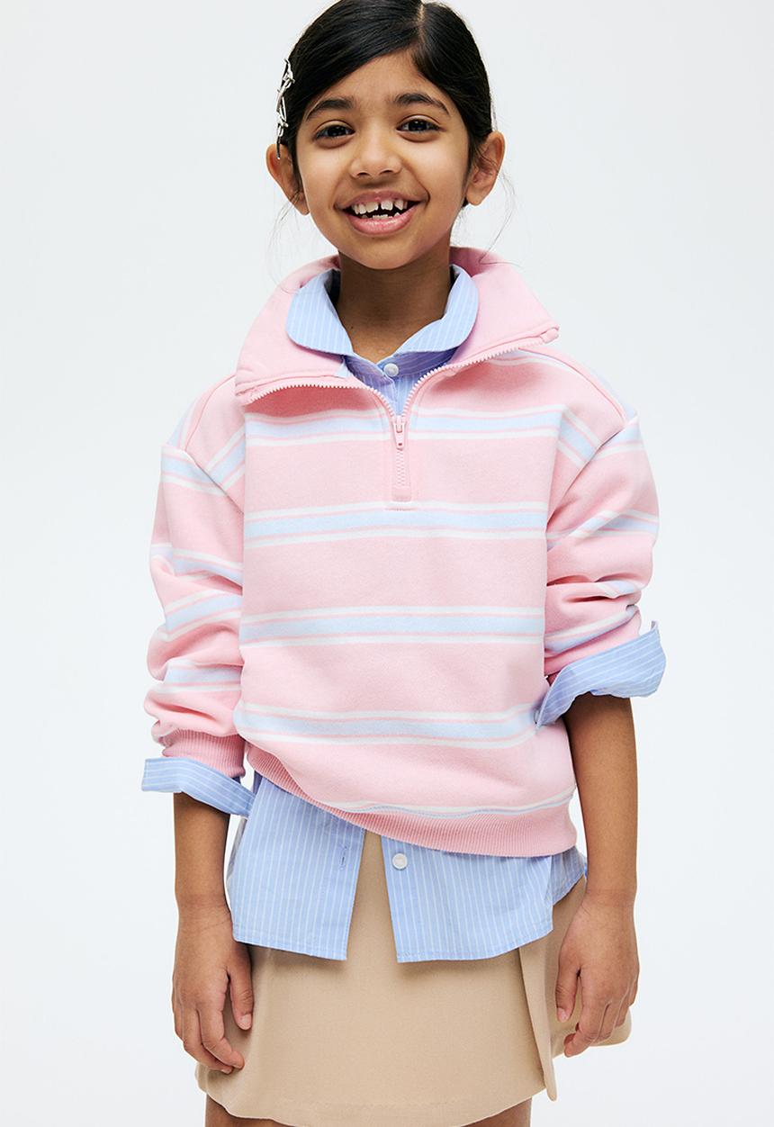 H&M - Zip-top sweatshirt - light pink striped