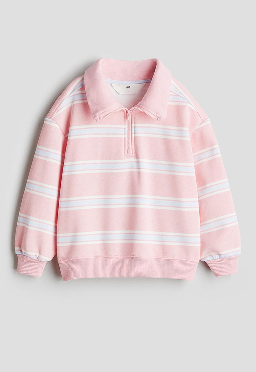 H&M - Zip-top sweatshirt - light pink striped