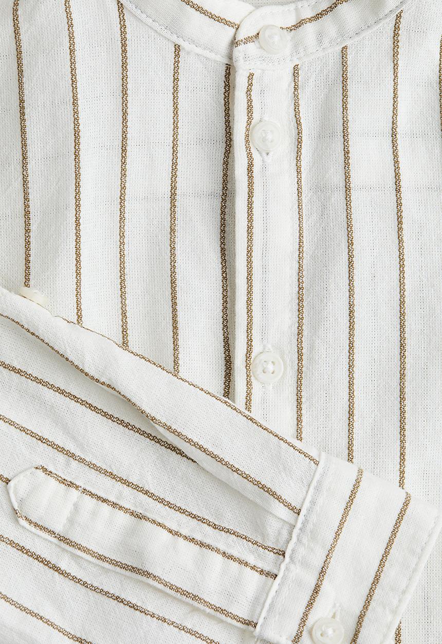 H&M - Cotton grandad shirt - white striped