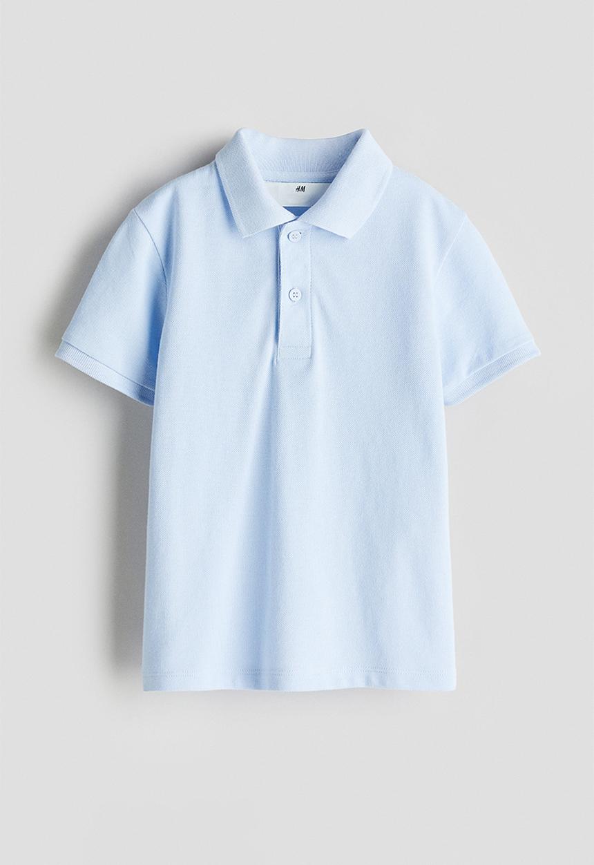 H&M - Cotton piqué polo shirt - light blue