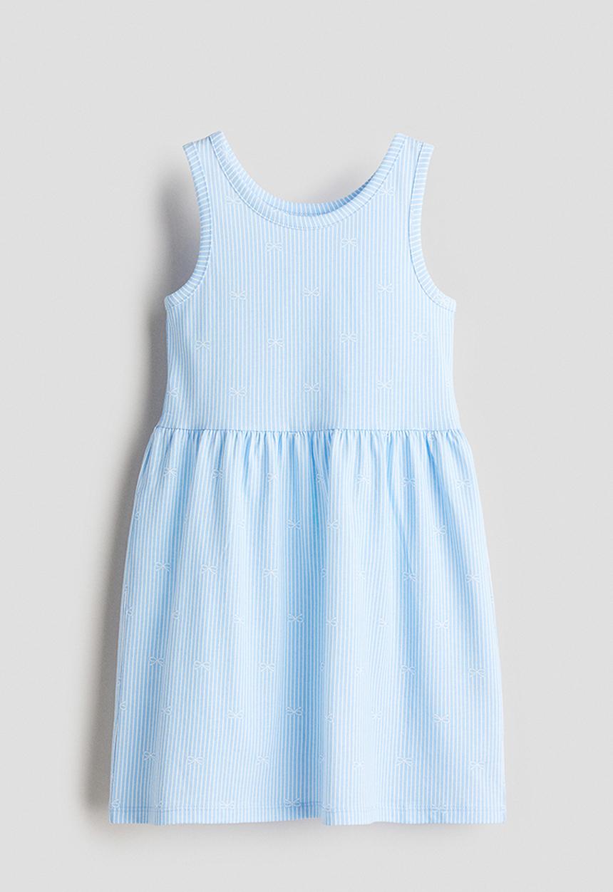 H&M - Patterned cotton dress - light blue/bows