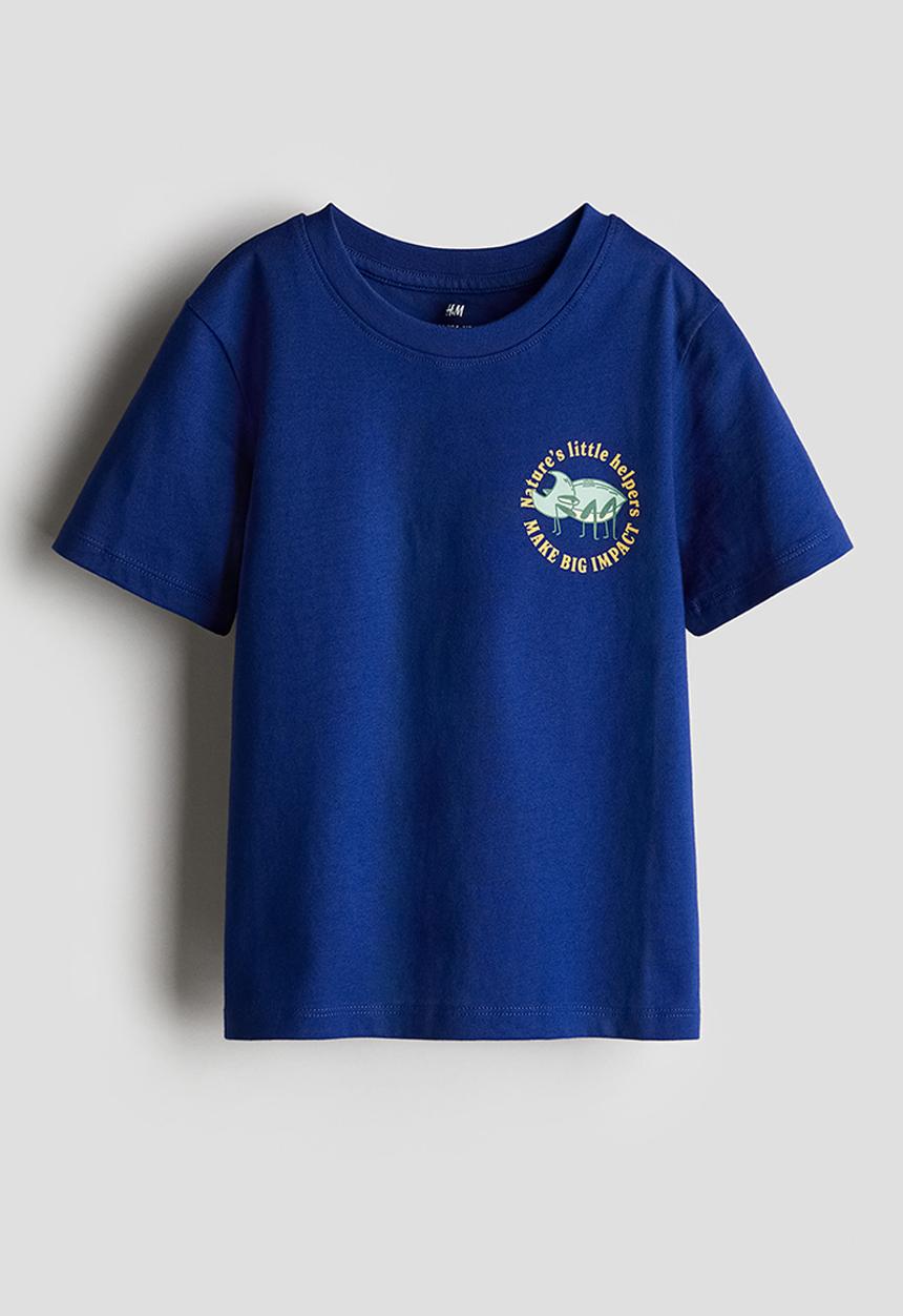 H&M - Printed T-shirt - bright blue/bug