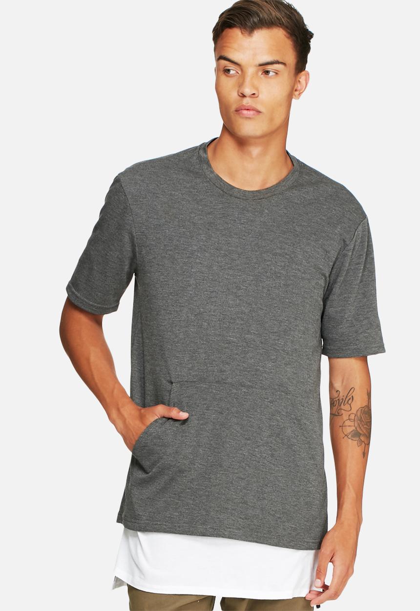 basicthread - Kangaroo pocket boxy tee - grey
