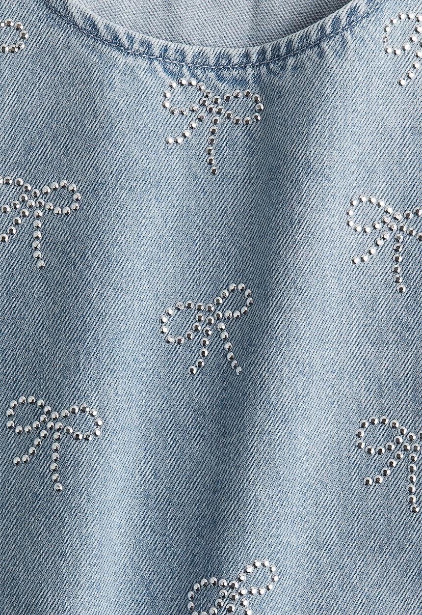 H&M - Embellished denim dress - light denim blue bows