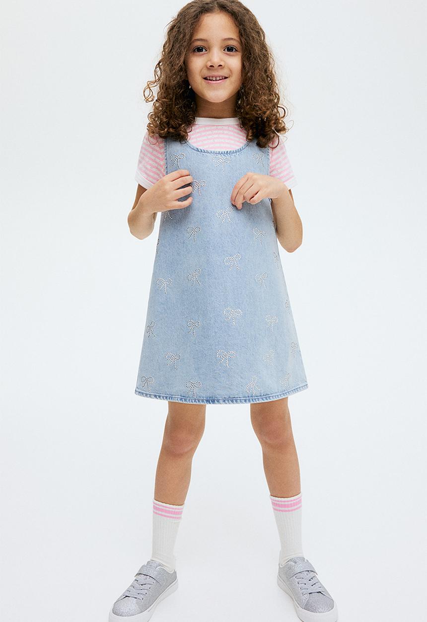 H&M - Embellished denim dress - light denim blue bows