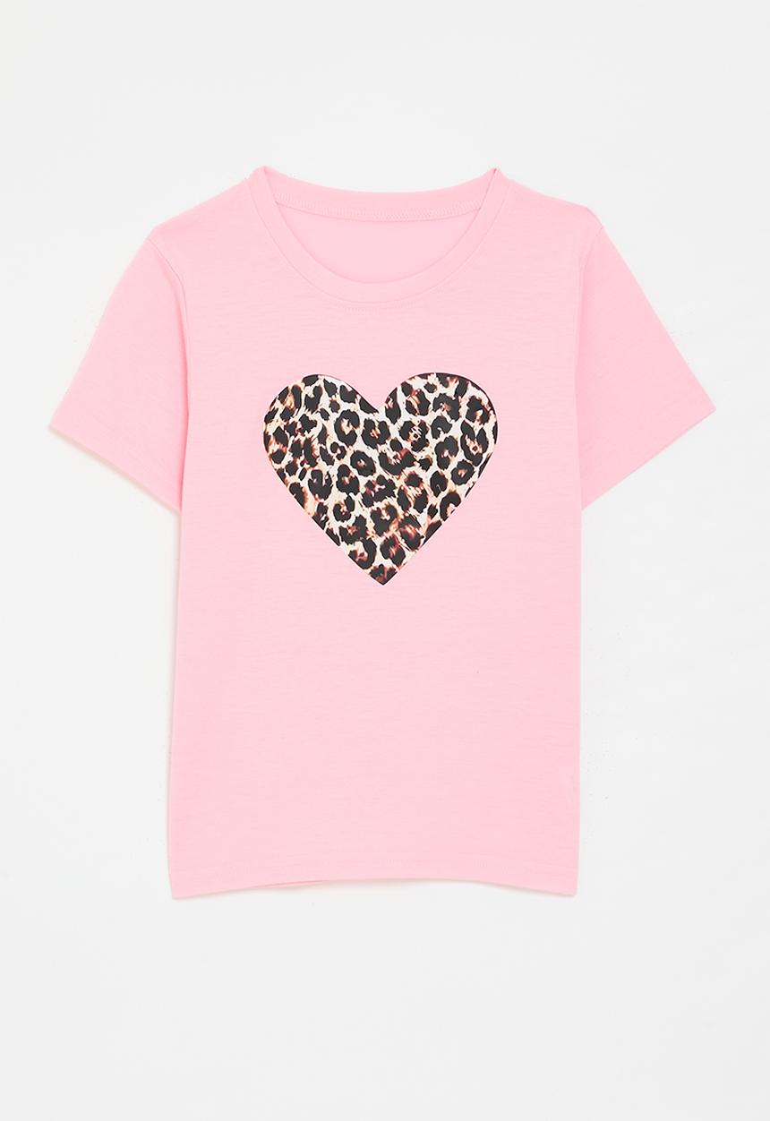 Pop Candy - Tee - pink/leopard print heart