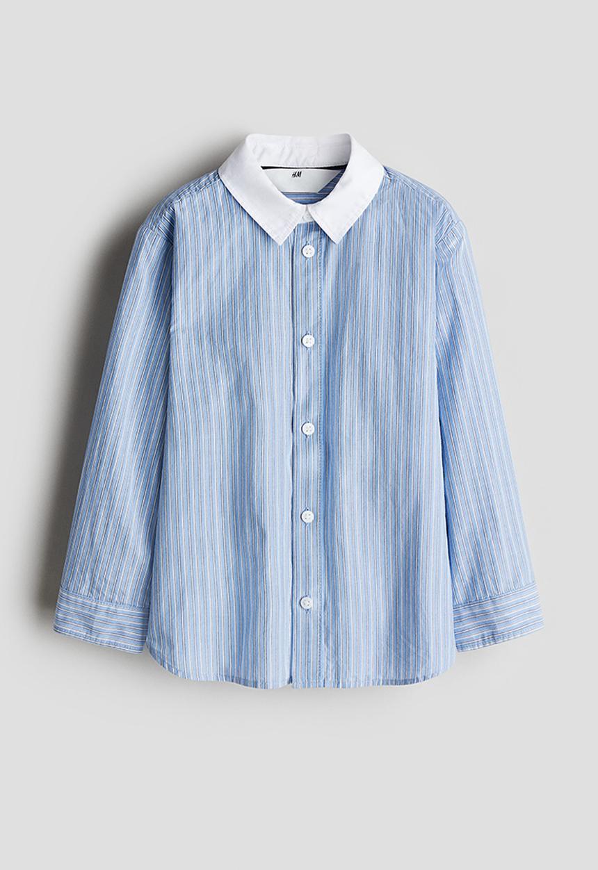 H&M - Cotton shirt - light blue striped