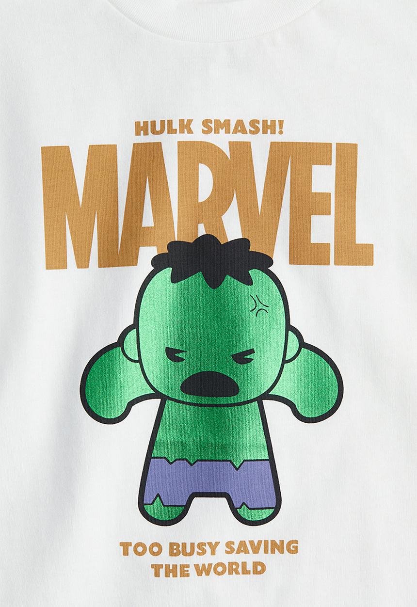 H&M - Oversized printed t-shirt - white marvel comics 
