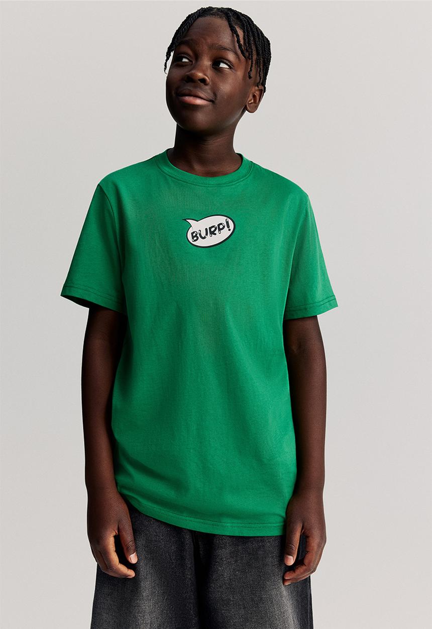 H&M - Print-motif cotton T-shirt - green garfield