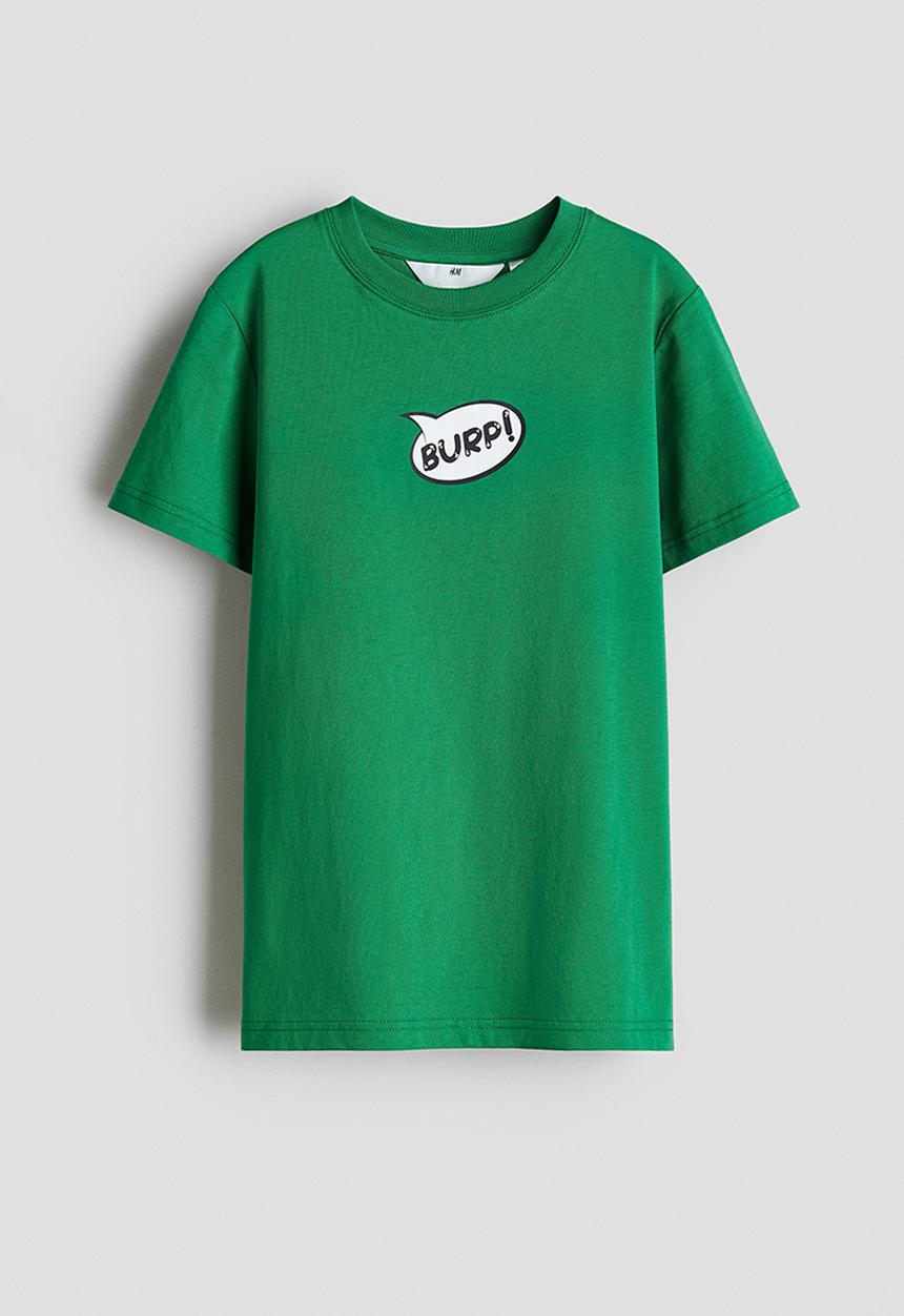 H&M - Print-motif cotton T-shirt - green garfield