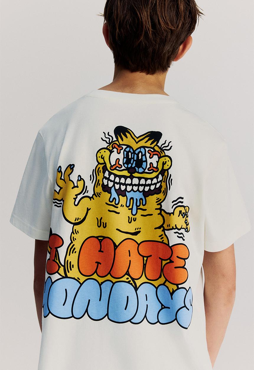 H&M - Print-motif cotton T-shirt - white garfield