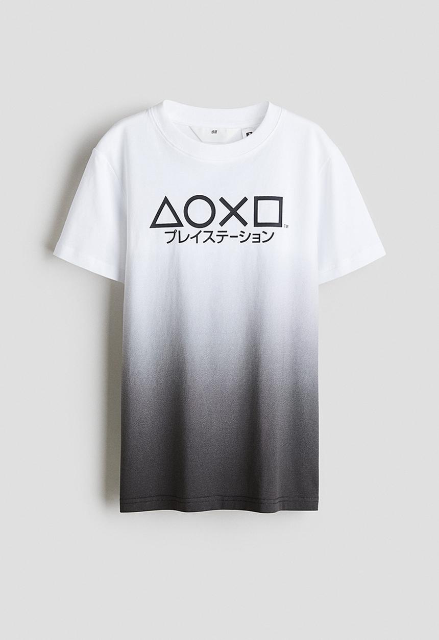 H&M - Print-motif cotton T-shirt - white playstation