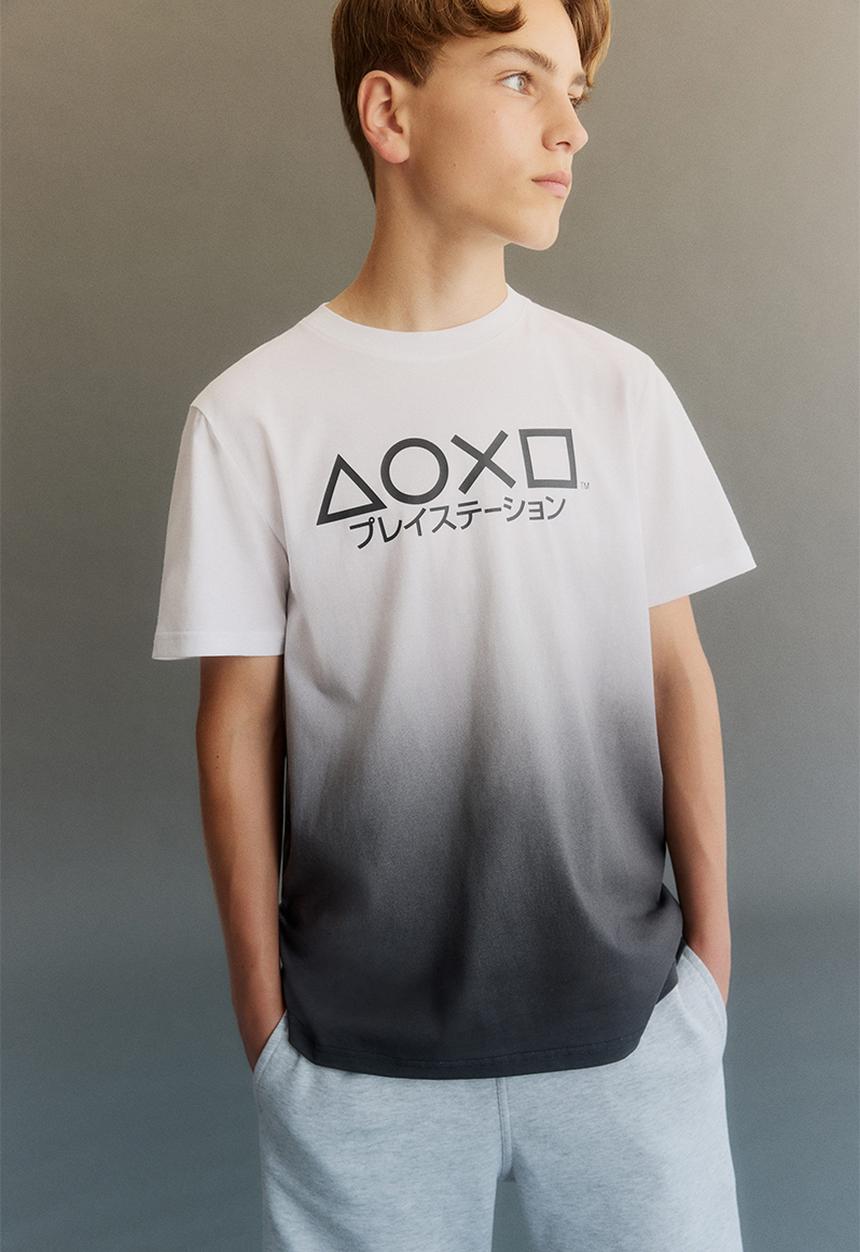 H&M - Print-motif cotton T-shirt - white playstation