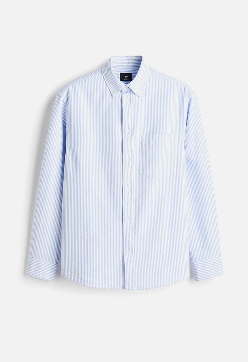 H&M - Regular fit oxford shirt - light blue striped
