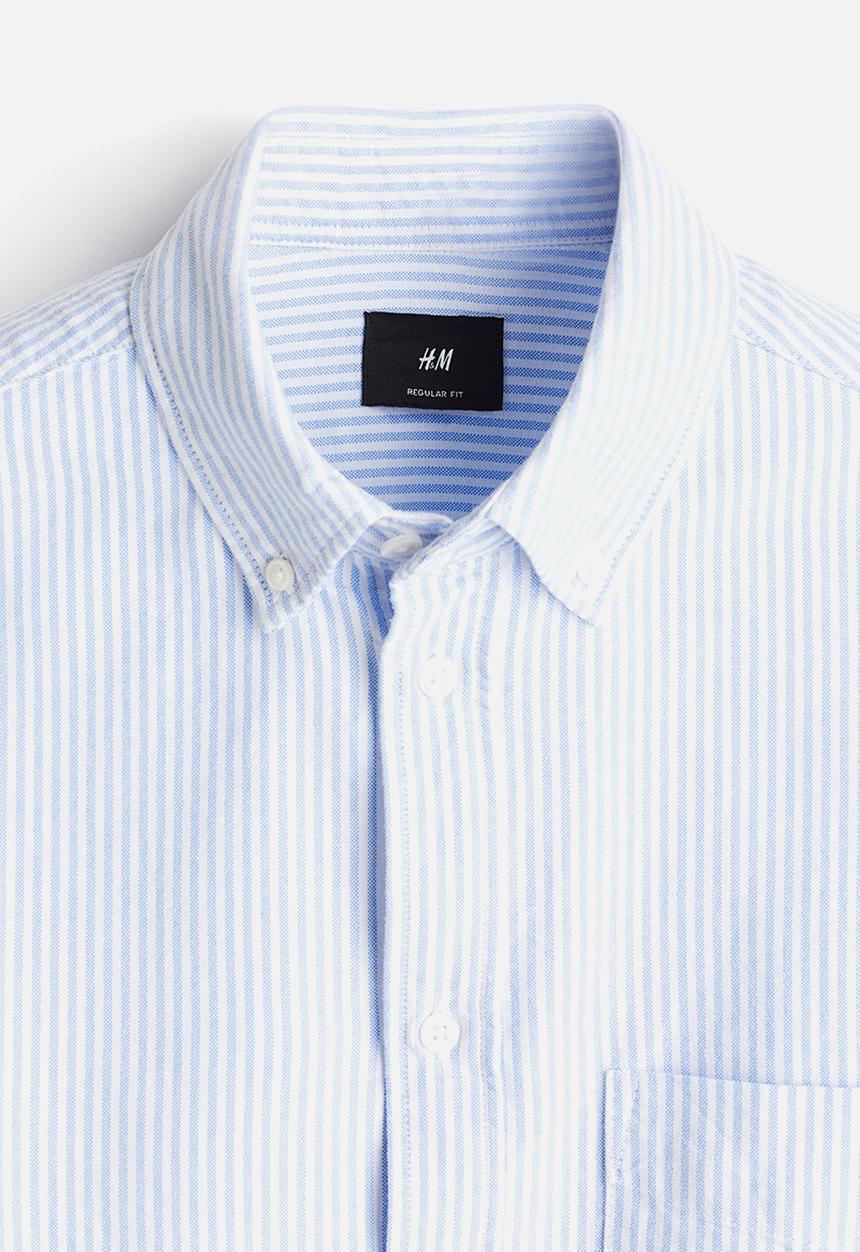 H&M - Regular fit oxford shirt - light blue striped