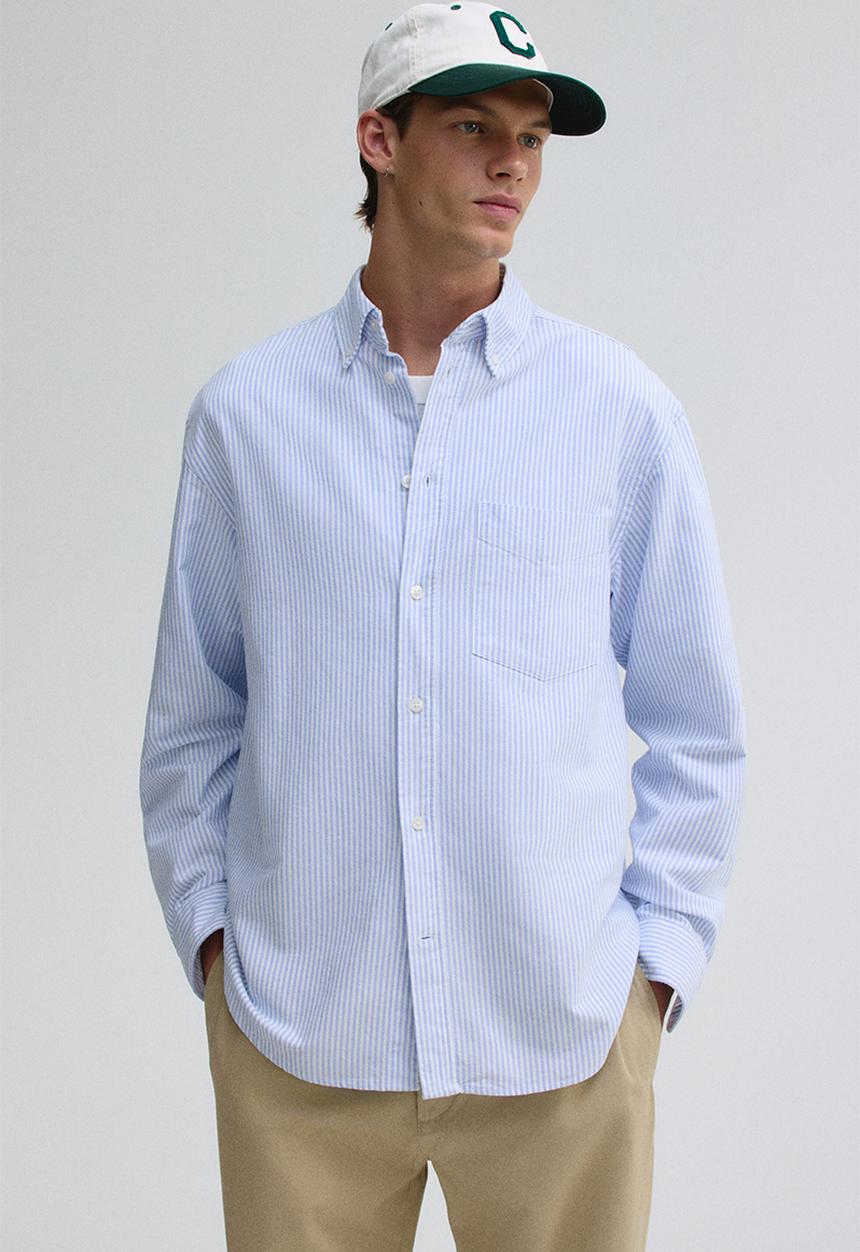 H&M - Regular fit oxford shirt - light blue striped