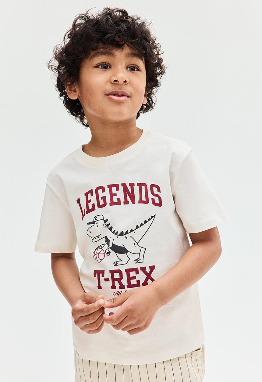 H&M - Printed cotton T-shirt - white legends t-rex