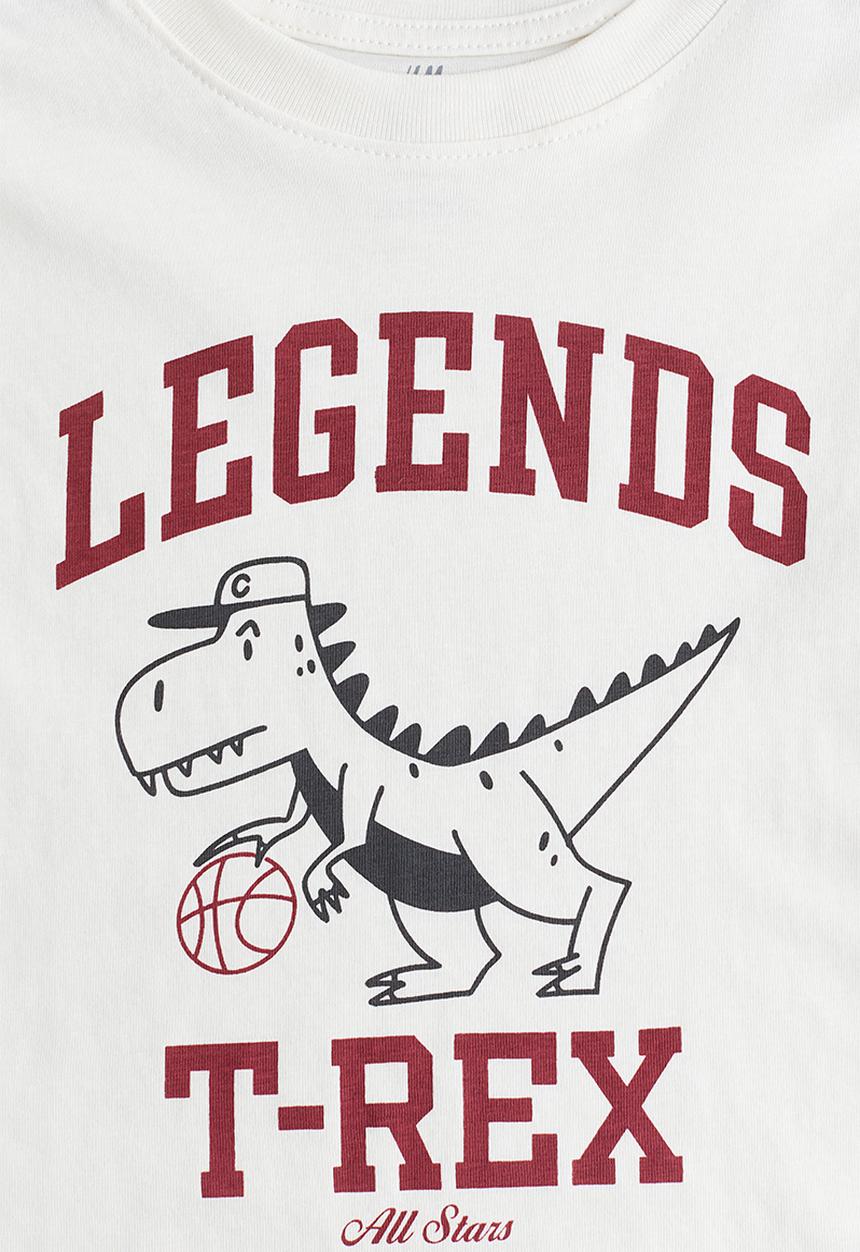 H&M - Printed cotton T-shirt - white legends t-rex