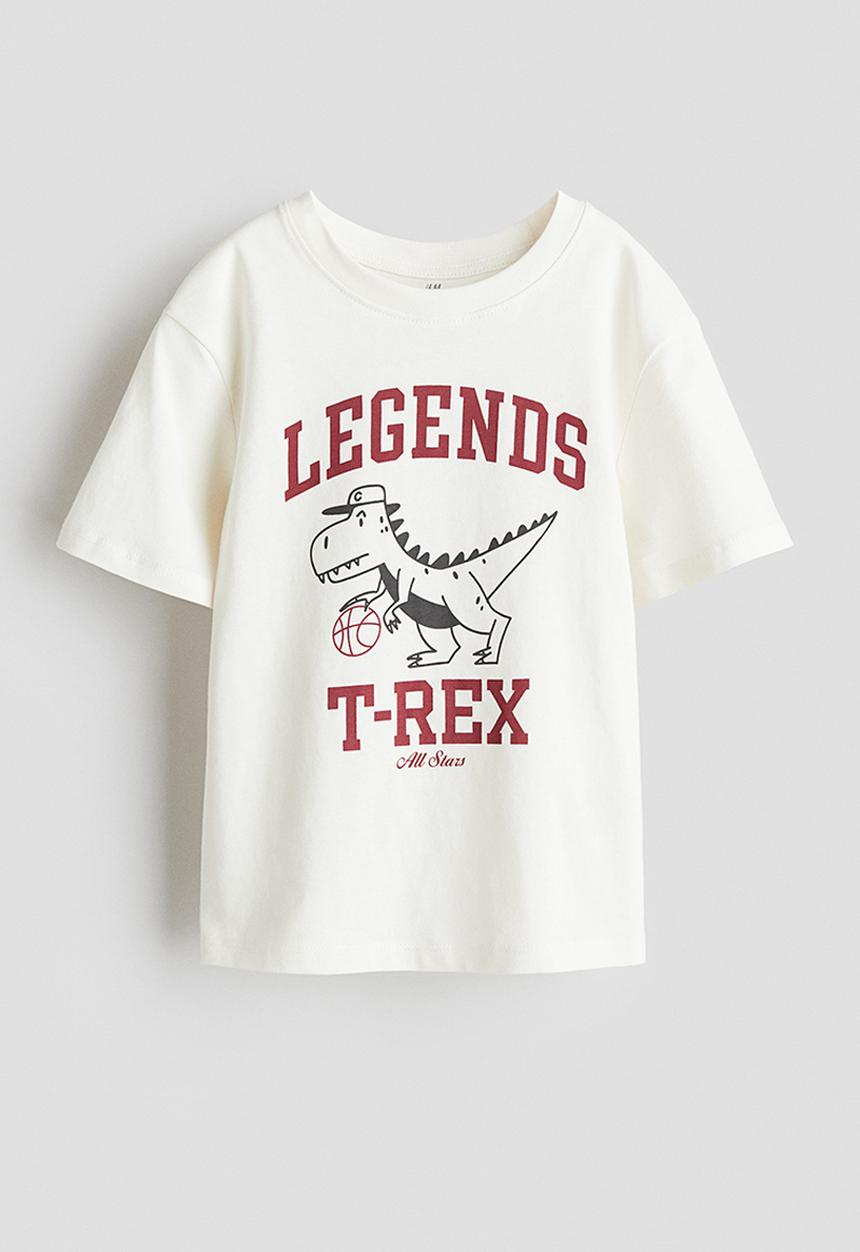 H&M - Printed cotton T-shirt - white legends t-rex
