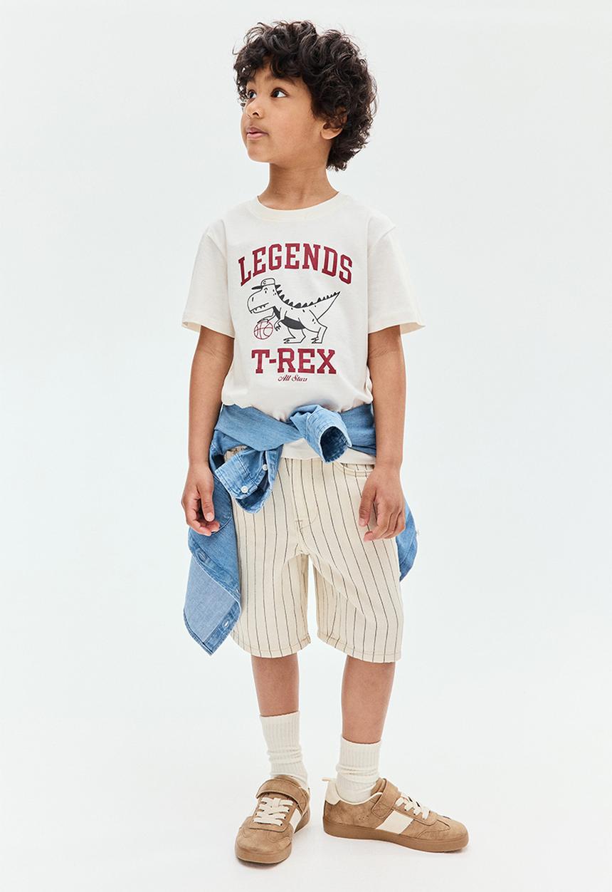 H&M - Printed cotton T-shirt - white legends t-rex