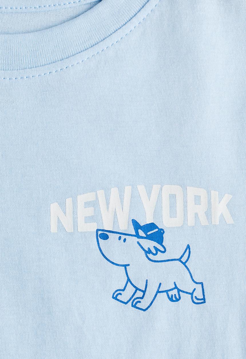 H&M - Printed cotton T-shirt - light blue new york 
