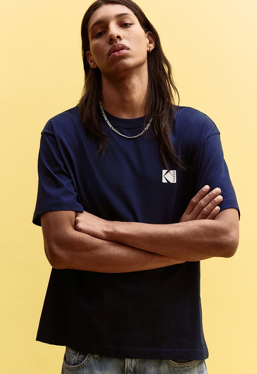 H&M - Loose fit printed t-shirt - blue kodak