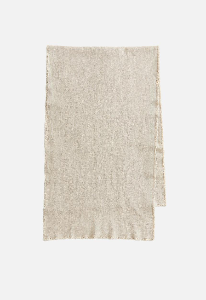 H&M - Linen-blend fringed table runner - light beige