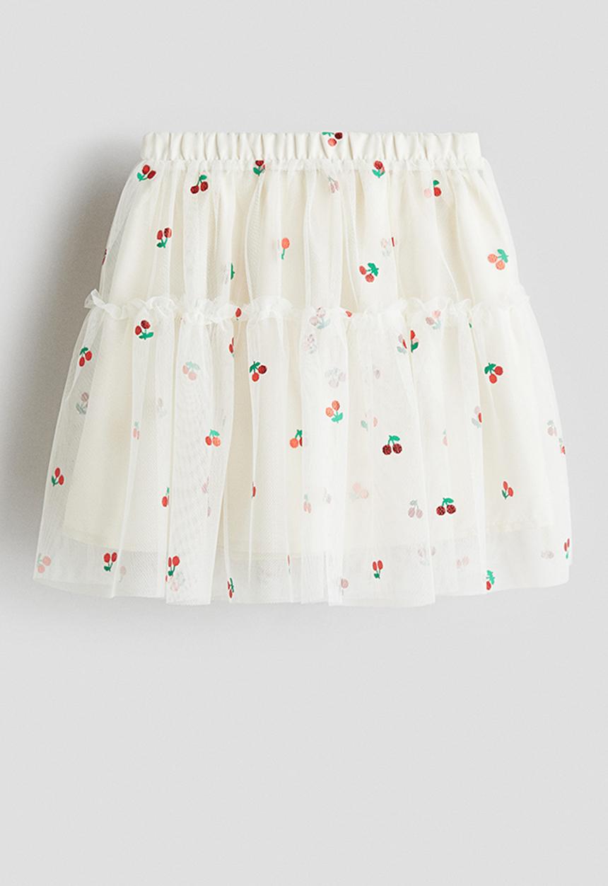 H&M - Tulle skirt - light beige cherries