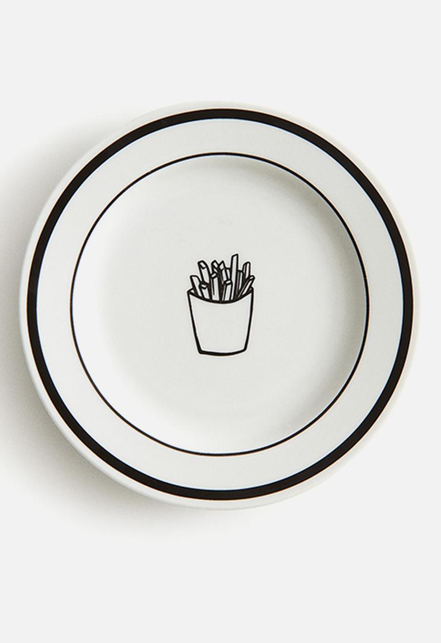 H&M - Small porcelain plate - white/chips
